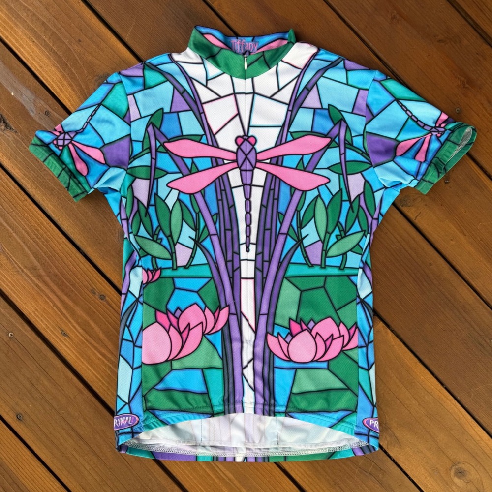 Primal Wear Tiffany Dragonfly Stained Glass Cycling Jersey Women's Large L
